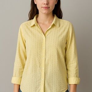 Anthropologie Yellow Button-Down Shirt for Women Small